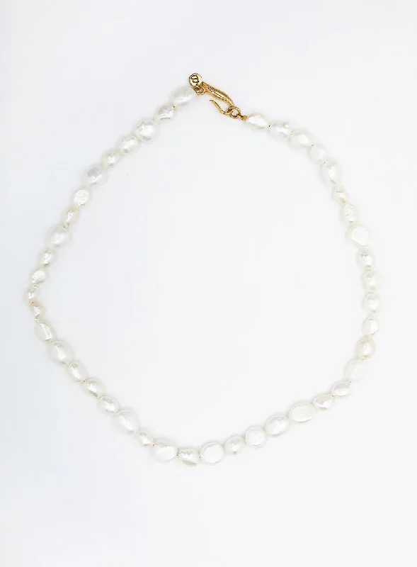 solid gold stacking rings set Irregular Pearls 14K Gold Plated Necklace w. Pearl