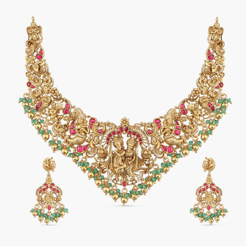 real jade jadeite bangle Brindavan Antique Temple Necklace Set