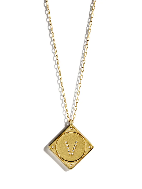 minimalist pearl pendant necklace Bruno Diamond Initial Yellow Gold Necklace