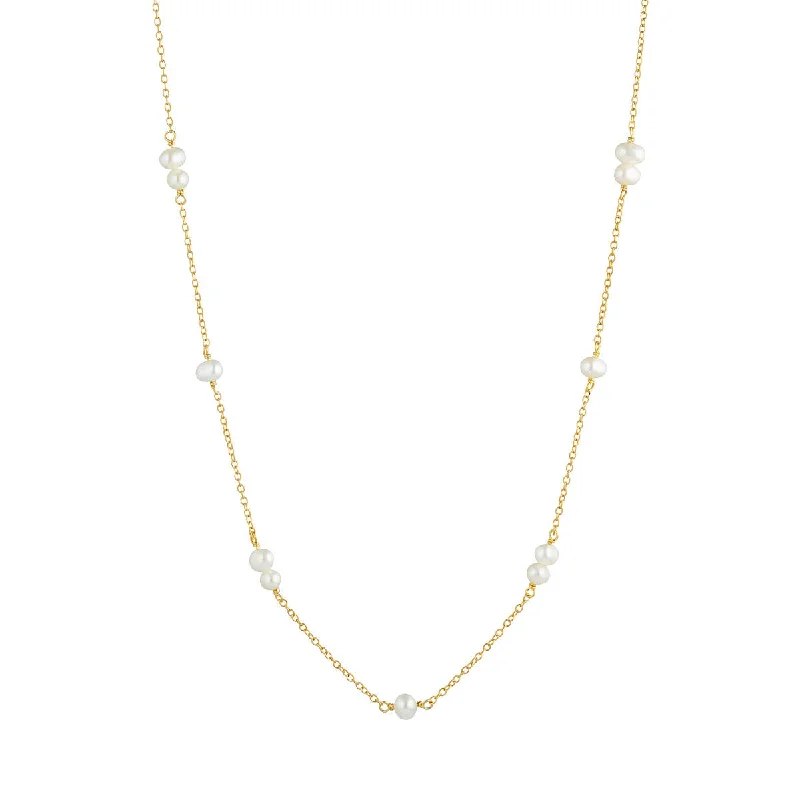 twisted rope gold chain Purity 18K Gold Plated Necklace w. Pearls