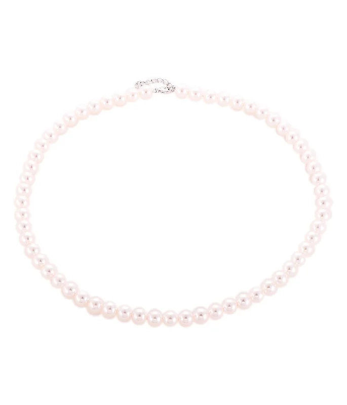 classic silver pearl earrings Casablanca 7MM Sterling Silver Pearl Necklace