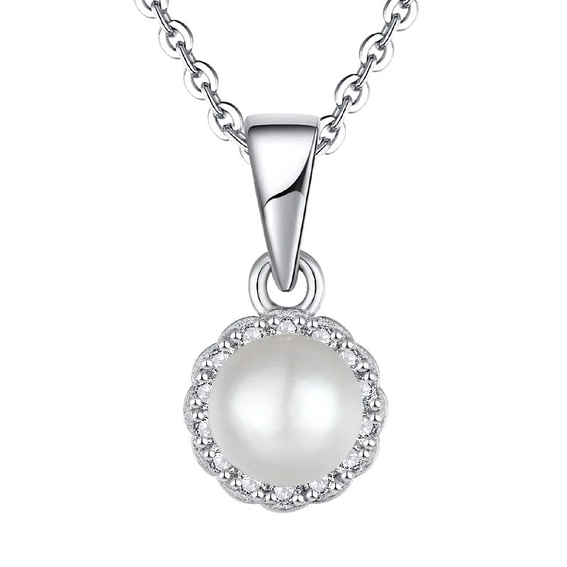 dainty rose gold chain bracelet Casablanca CZ Sterling Silver Shell Pearl Necklace
