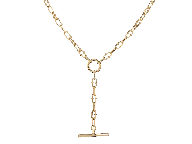 boho beaded statement necklace Casablanca Gold Plated T-Bar Necklace