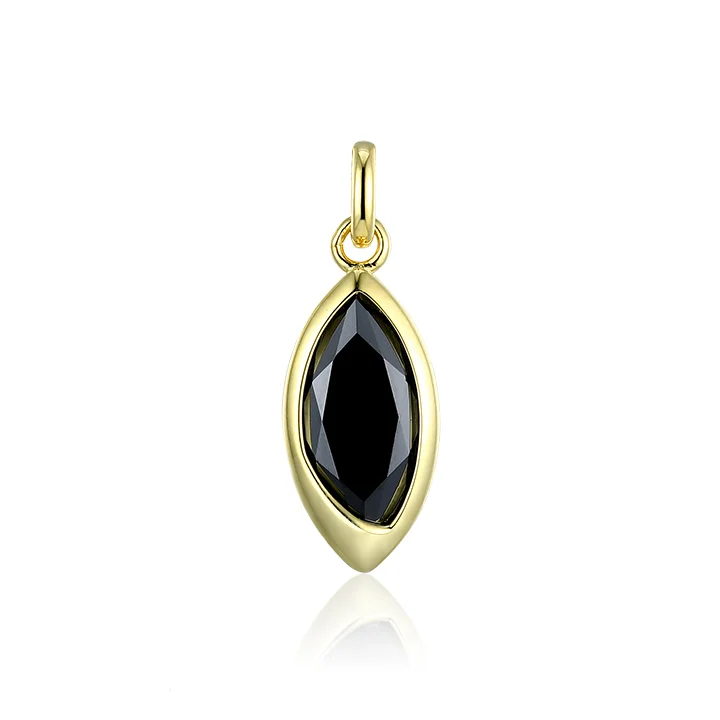 handmade leather ring Casablanca Gold Tone Sterling Silver Black Stone Necklace