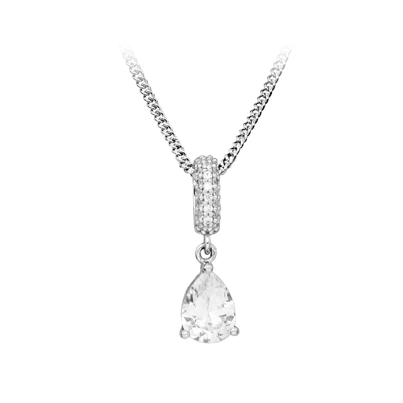 minimalist pearl pendant necklace Casablanca Sterling Silver Pear Drop Necklace