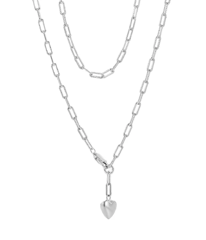 handcrafted sterling silver necklace Casablanca Puffy Heart Link Necklace