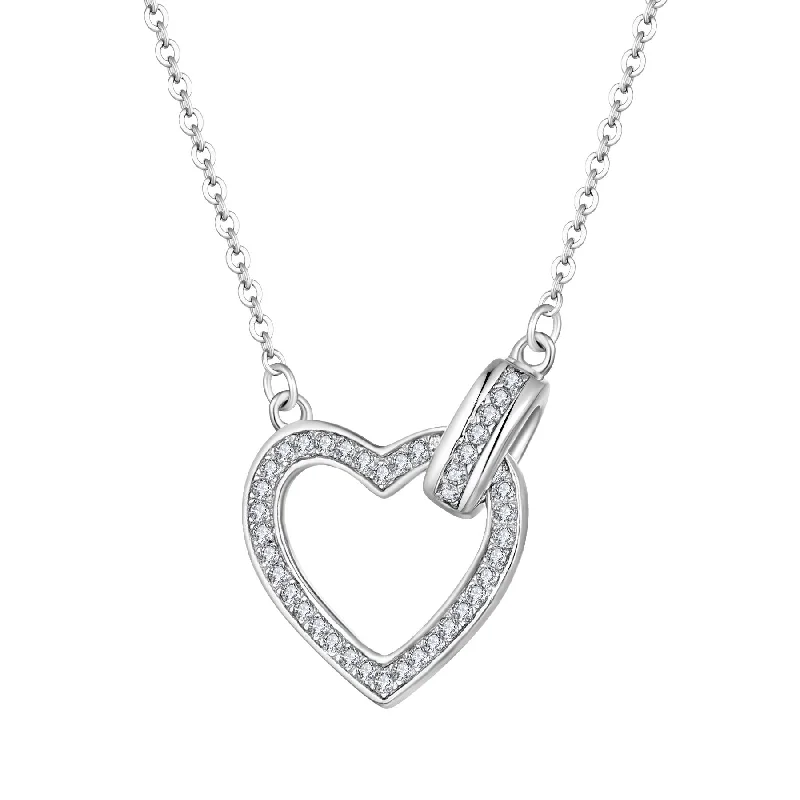 unique promise ring for girlfriend Casablanca Sterling Silver Linked Heart Necklace
