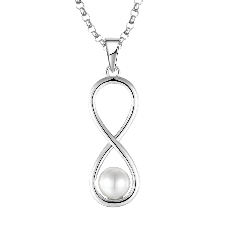 personalized couple rings Casablanca Sterling Silver Pearl Infinity Drop Necklace