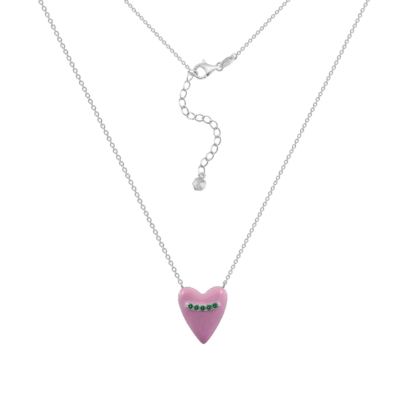 handmade antique silver bangle Casablanca Silver & Pink Heart Necklace
