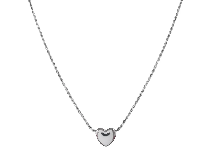 classic cubic zirconia pendant Casablanca Silver Puffy Heart Necklace