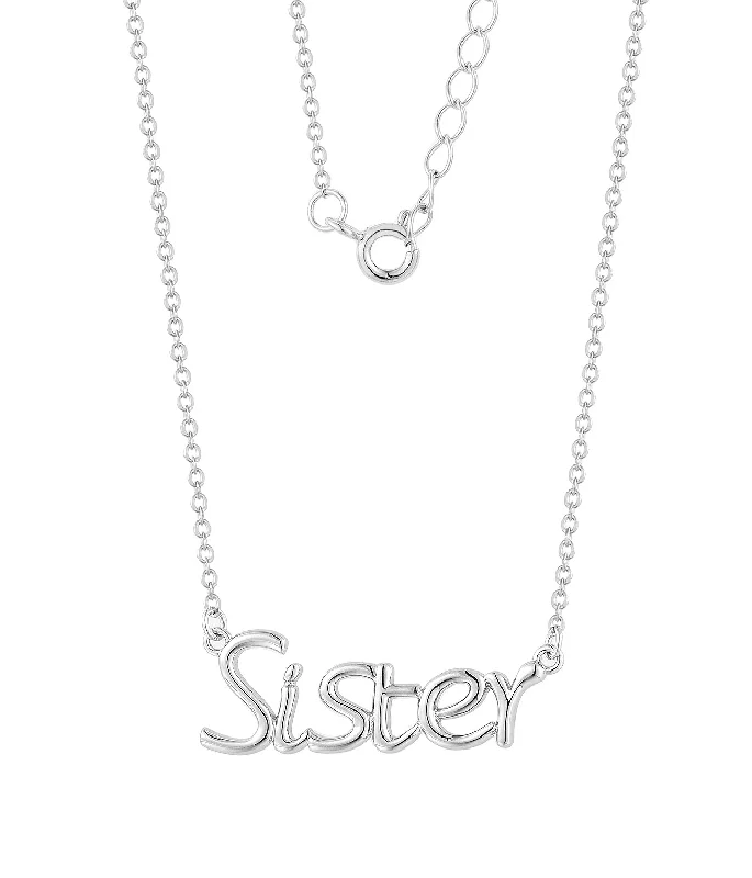custom gold name necklace Casablanca Family Ties Sterling Silver Necklace: Sister