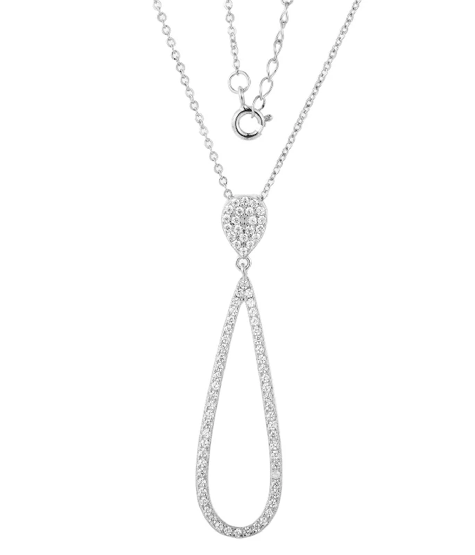 emerald-cut aquamarine necklace Casablanca Silver Teardrop CZ Necklace