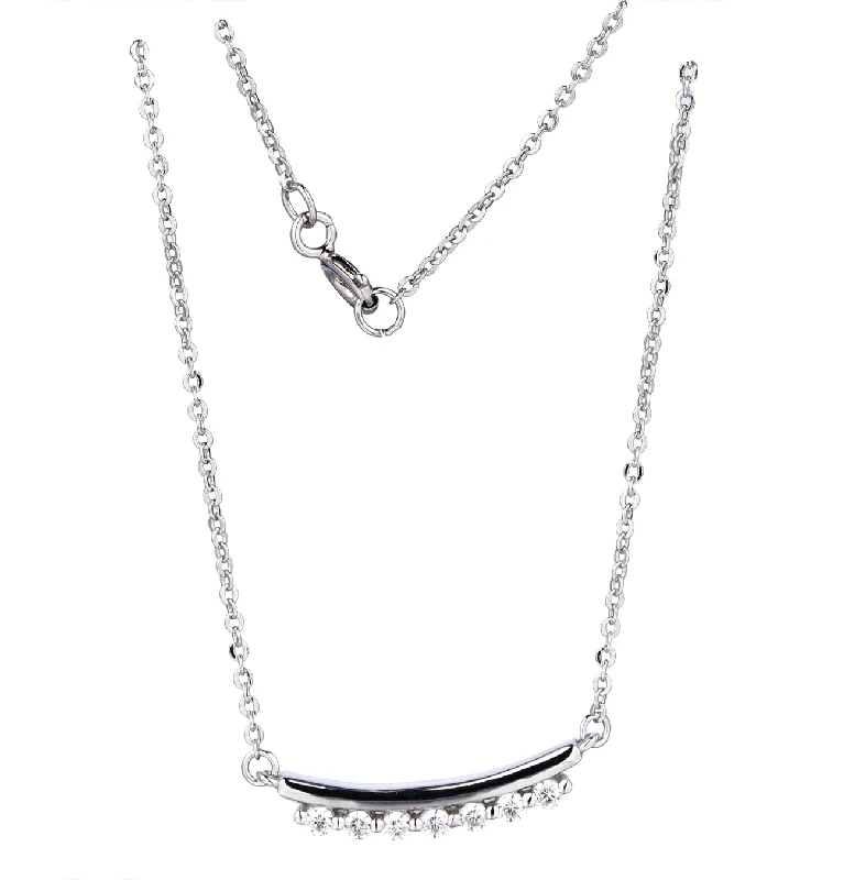 elegant pearl necklace with diamonds Casablanca Sterling Silver Bar Necklace