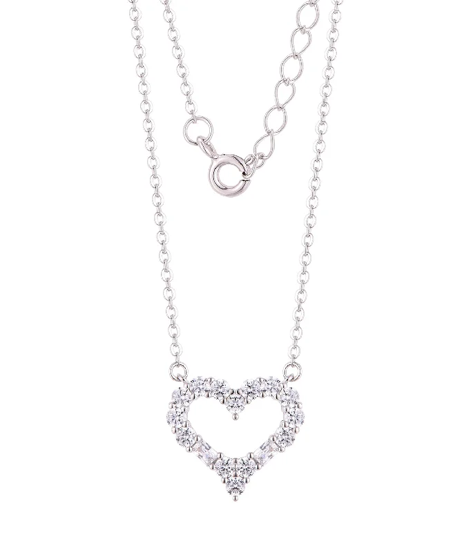 sterling silver herringbone chain Casablanca Sterling Silver & CZ Heart Necklace