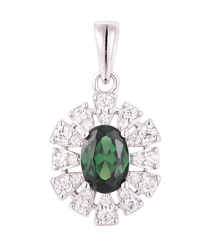 modern hexagon stud earrings Casablanca Sterling Silver Emerald CZ Necklace