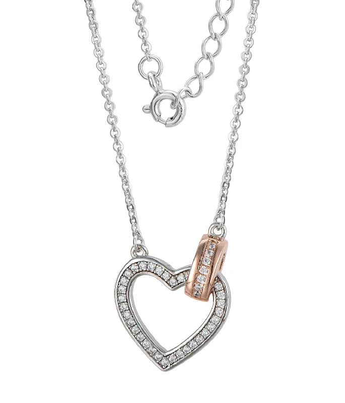 minimalist silver stacking bangles Casablanca Sterling Silver Linked Heart Necklace: Rose Gold