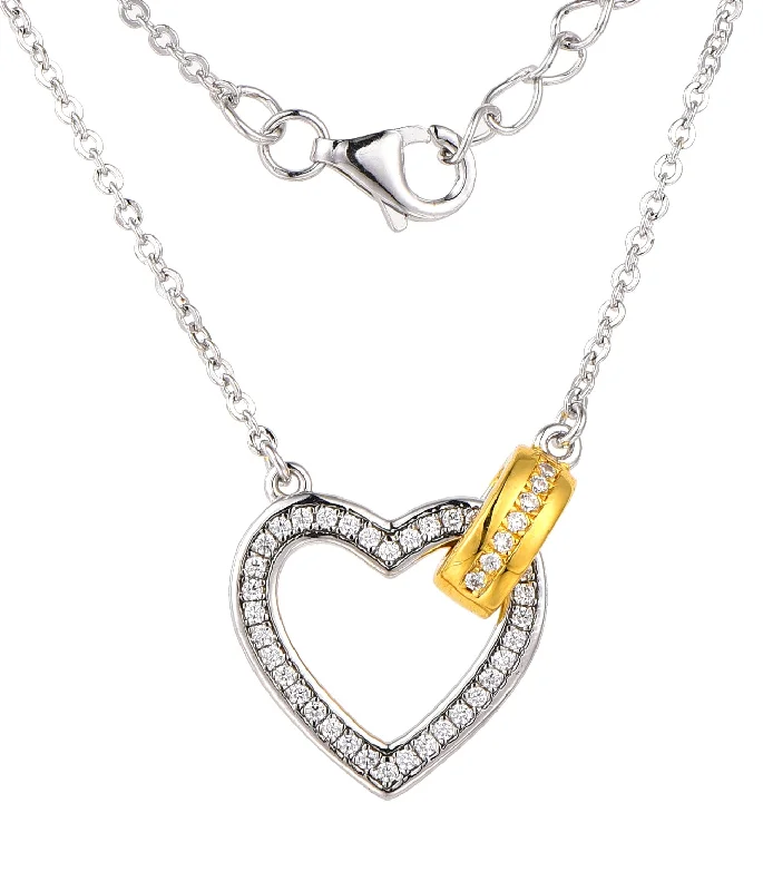 dainty feather charm necklace Casablanca Sterling Silver Linked Heart Necklace: Yellow Gold