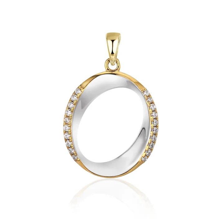 real citrine gemstone pendant Casablanca Two Tone Circle Necklace