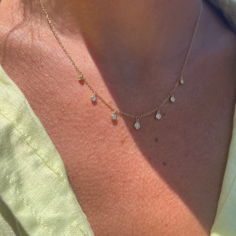 celestial sun and moon pendant CASCADING DIAMOND STATION NECKLACE