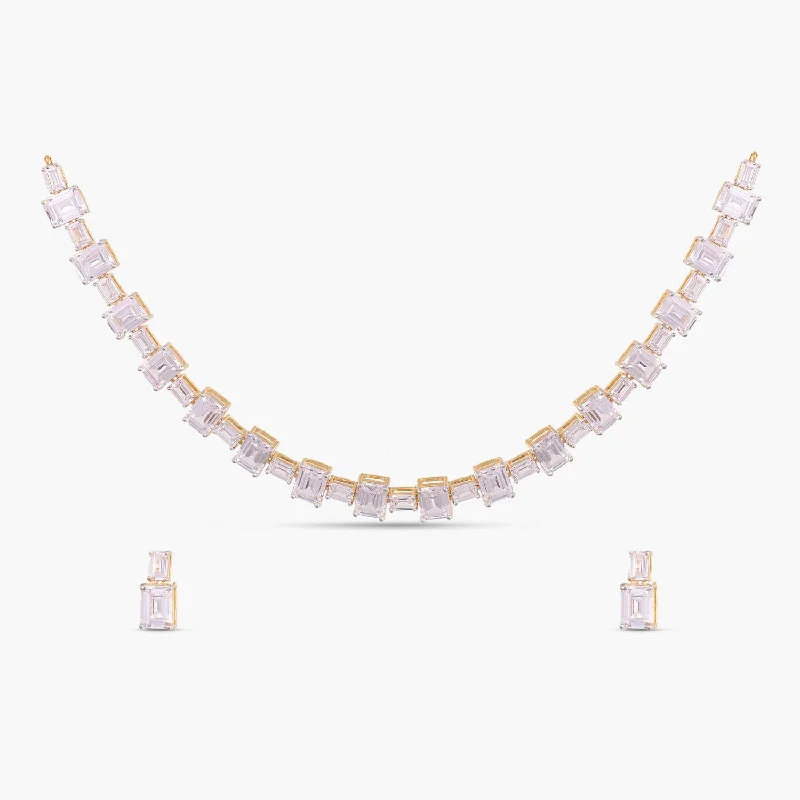 vintage sapphire necklace Cascading Emerald Cut CZ Silver Necklace Set