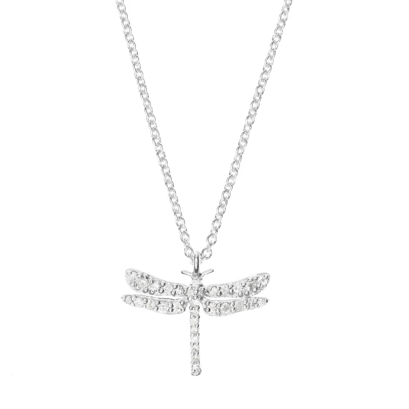modern geometric earrings gold Dragonfly Silver Necklace w. Diamond