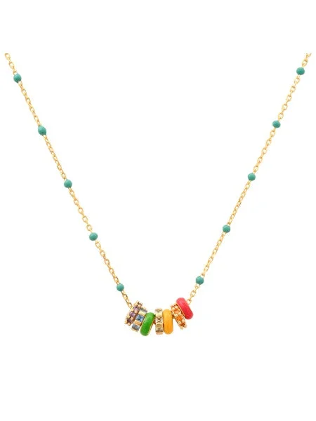 dainty pearl and diamond ring Enamel Beaded Chain with Rainbow Rondelles (DISC)