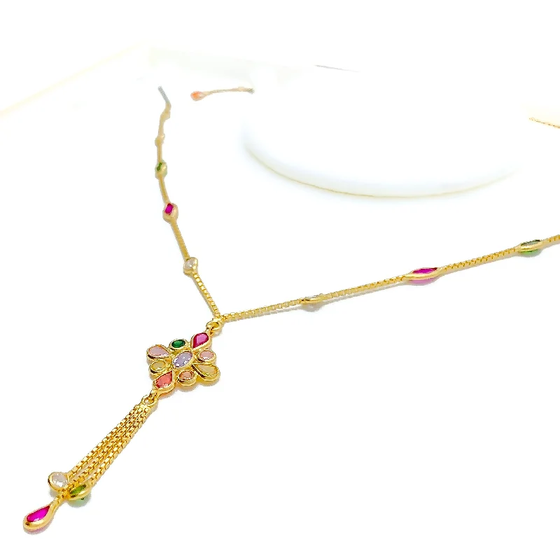 Chic Timeless CZ 22k Gold Necklace