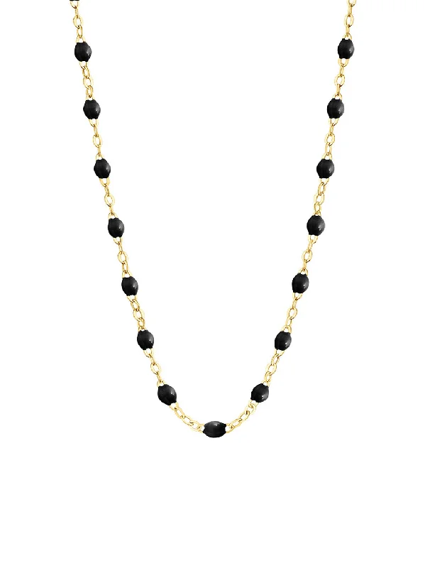 minimalist diamond stud earrings Classic Gigi Black Resin Yellow Gold Necklace