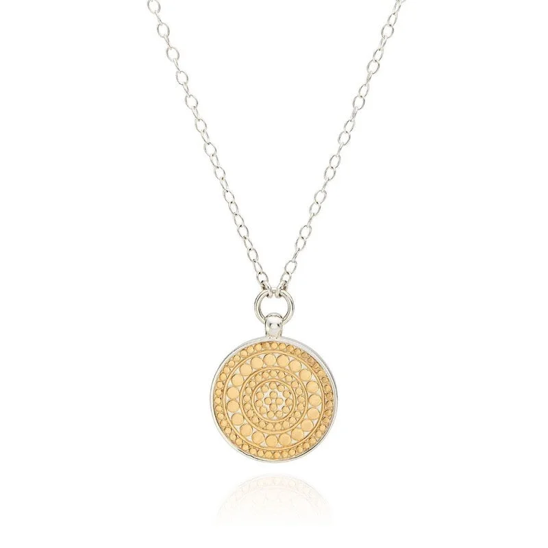 bohemian gemstone choker Medium Disc Reversible Pendant Necklace - Gold & Silver