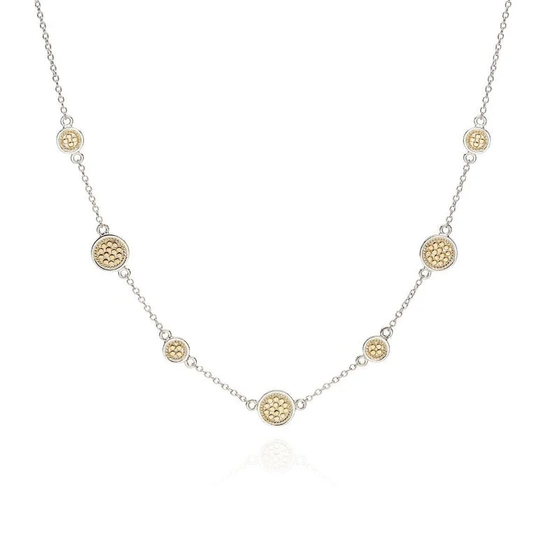 delicate marquise diamond band Dotted Disc Station Necklace - Gold & Silver