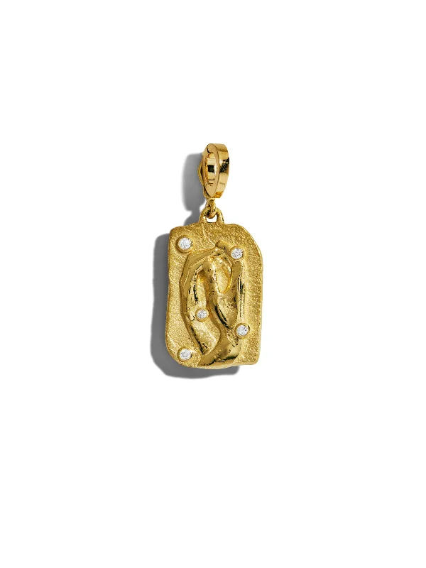 modern geometric gold ring Collide Medium Relic Yellow Gold Coin Charm