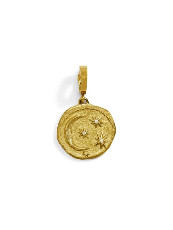 statement gemstone necklace handmade Cosmic Small Diamond Yellow Gold Charm