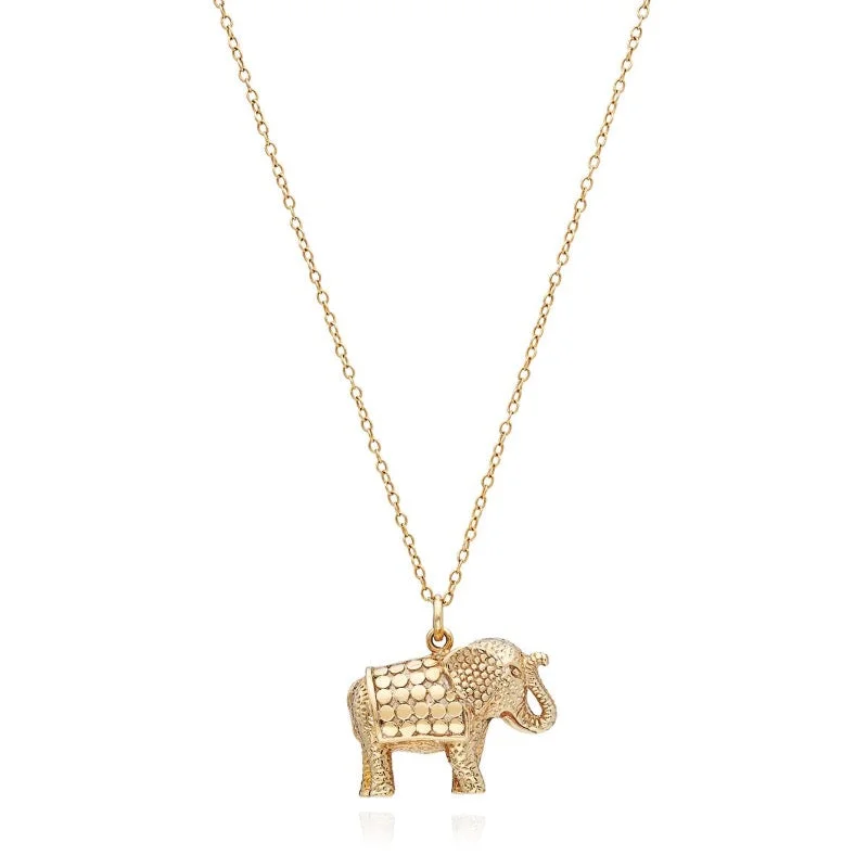 celestial star charm bracelet Large Long Elephant Necklace Gold