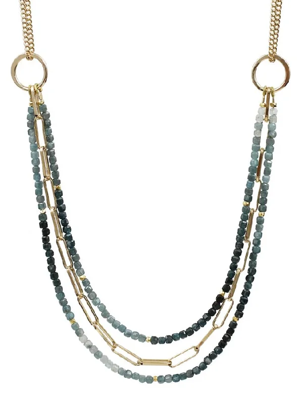 dainty gemstone drop earrings Grandidierite Solara Necklace