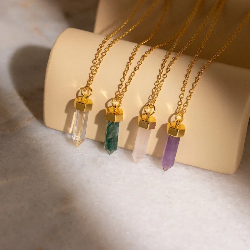 hammered gold disc necklace Crystal Quartz Necklaces