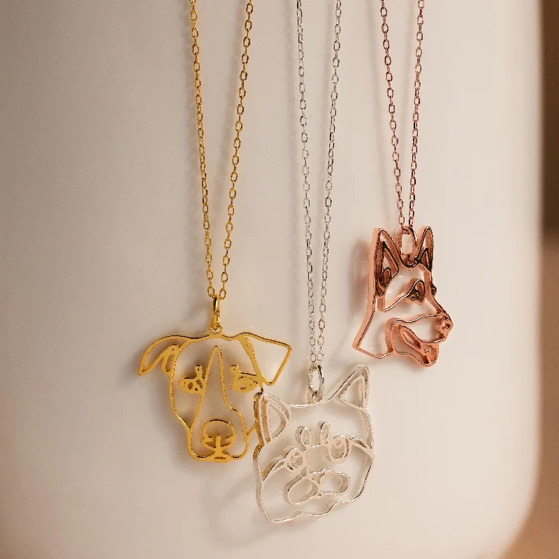 modern geometric drop earrings Custom Pet Line Art Necklace