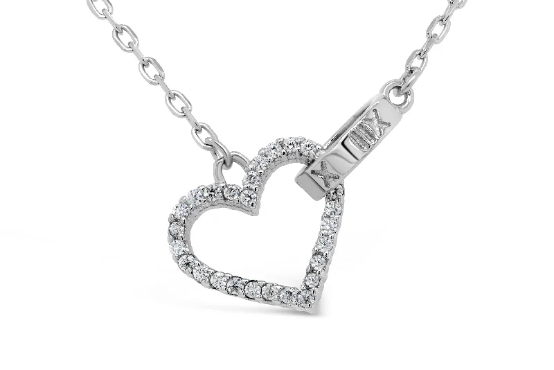 sapphire engagement ring halo Casablanca CZ Heart Necklace- Sterling Silver