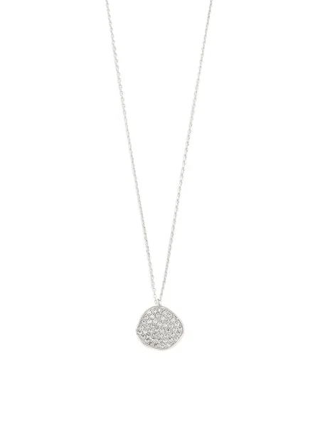 handmade wire-wrapped gemstone ring CZ Large Wavy Pavé Disc Necklace