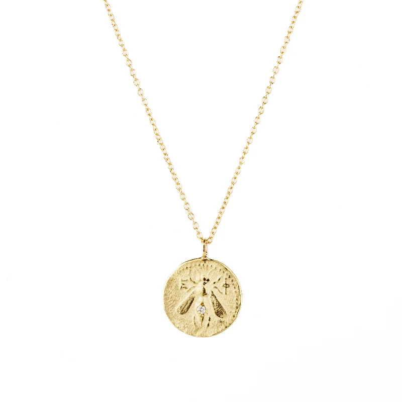 personalized hand-stamped bar ring Delicate Bee Necklace