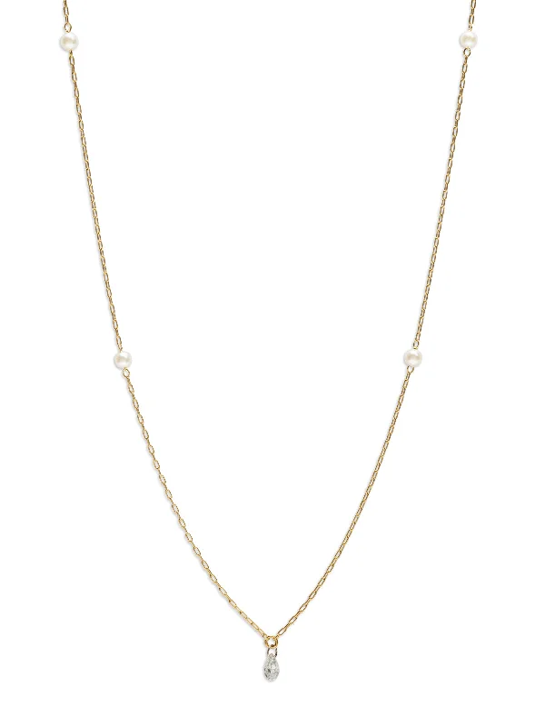 titanium black matte ring Diamond and Akoya Pearls Yellow Gold Necklace