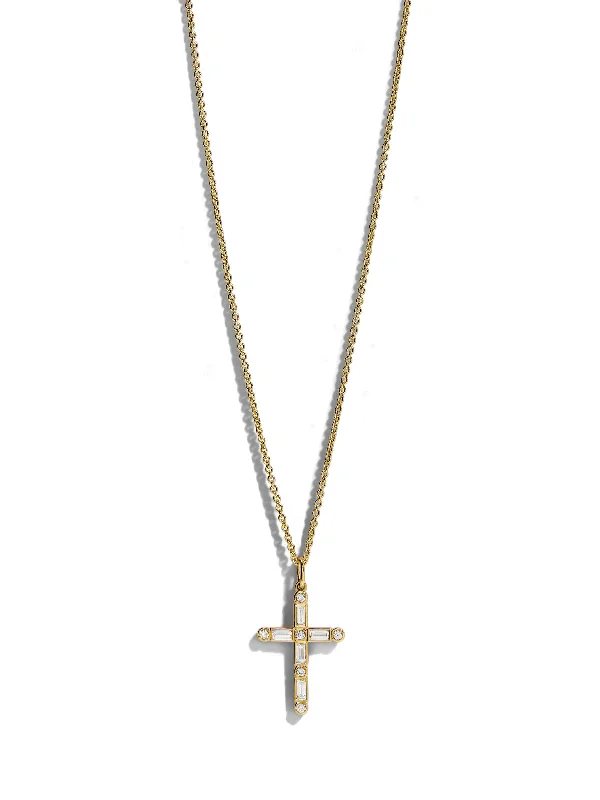 gemstone stacking rings colorful Diamond Baguette & Bezel Cross Yellow Gold Necklace gemstone stacking rings colorful Diamond Baguette & Bezel Cross Yellow Gold Necklace