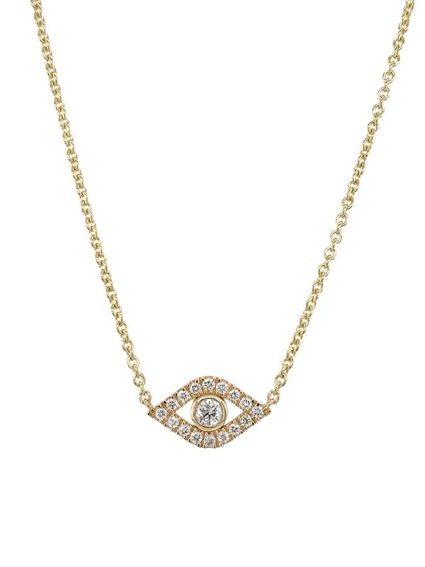 black stainless steel signet ring Diamond Bezel Evil Eye Yellow Gold Necklace