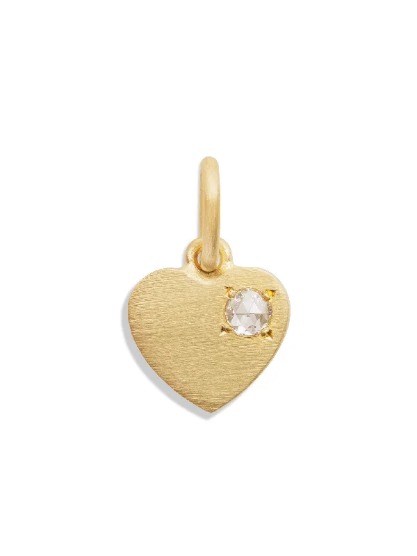 vintage diamond brooch pin Rose Cut Diamond Love Charm in Yellow Gold