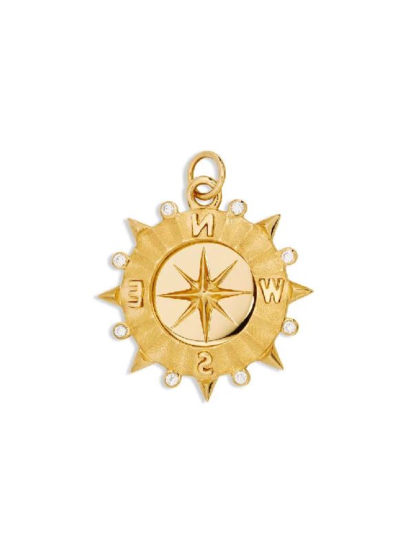 elegant pearl necklace with diamonds Medium Diamond Internal Compass Yellow Gold Medallion elegant pearl necklace with diamonds Medium Diamond Internal Compass Yellow Gold Medallion