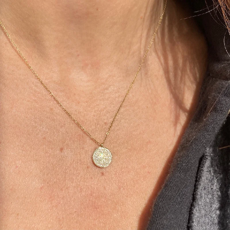 modern geometric silver ring DIAMOND MEDALLION NECKLACE