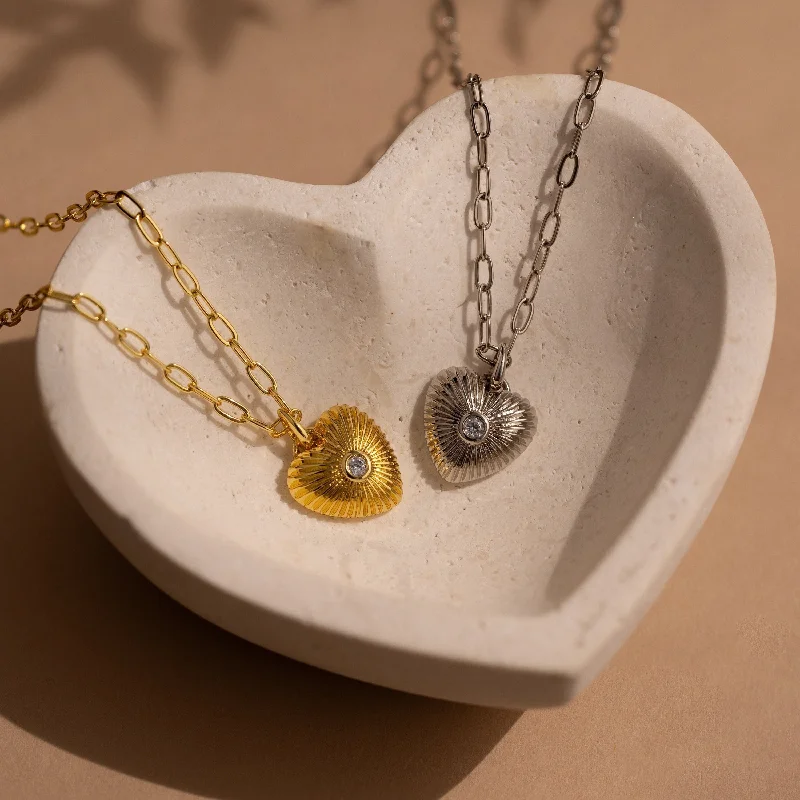 dainty sapphire stacking rings Diamond Ribbed Heart Necklace