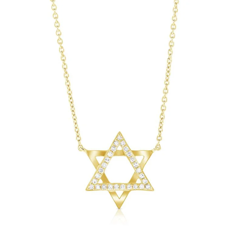 14K Yellow Gold Diamond Star of David Necklace