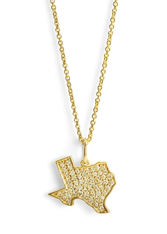 petite diamond promise ring Diamond Texas Outline Yellow Gold Necklace