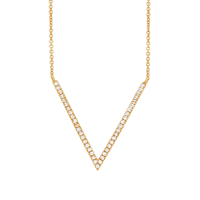 14K Yellow Gold Diamond "V" Necklace