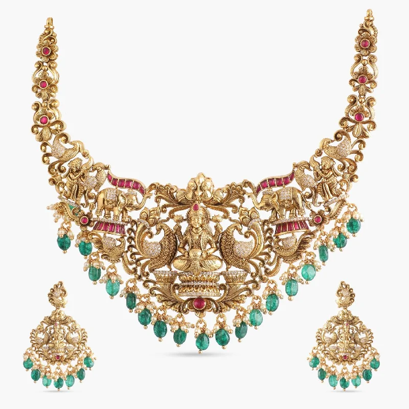 vintage diamond brooch Divya Nakshi Antique Silver Necklace Set